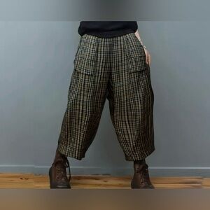 Plaid Wide-Leg Trousers